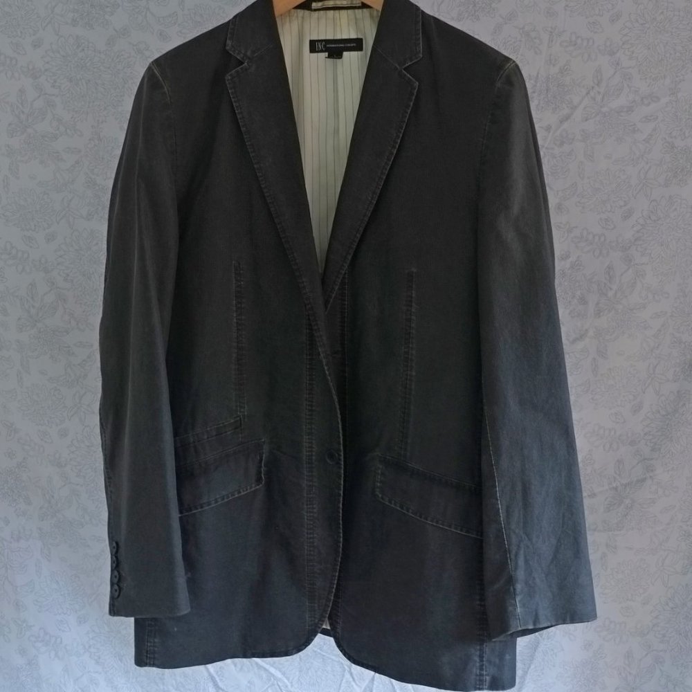 INC International Concepts grey cotton sports jacket L